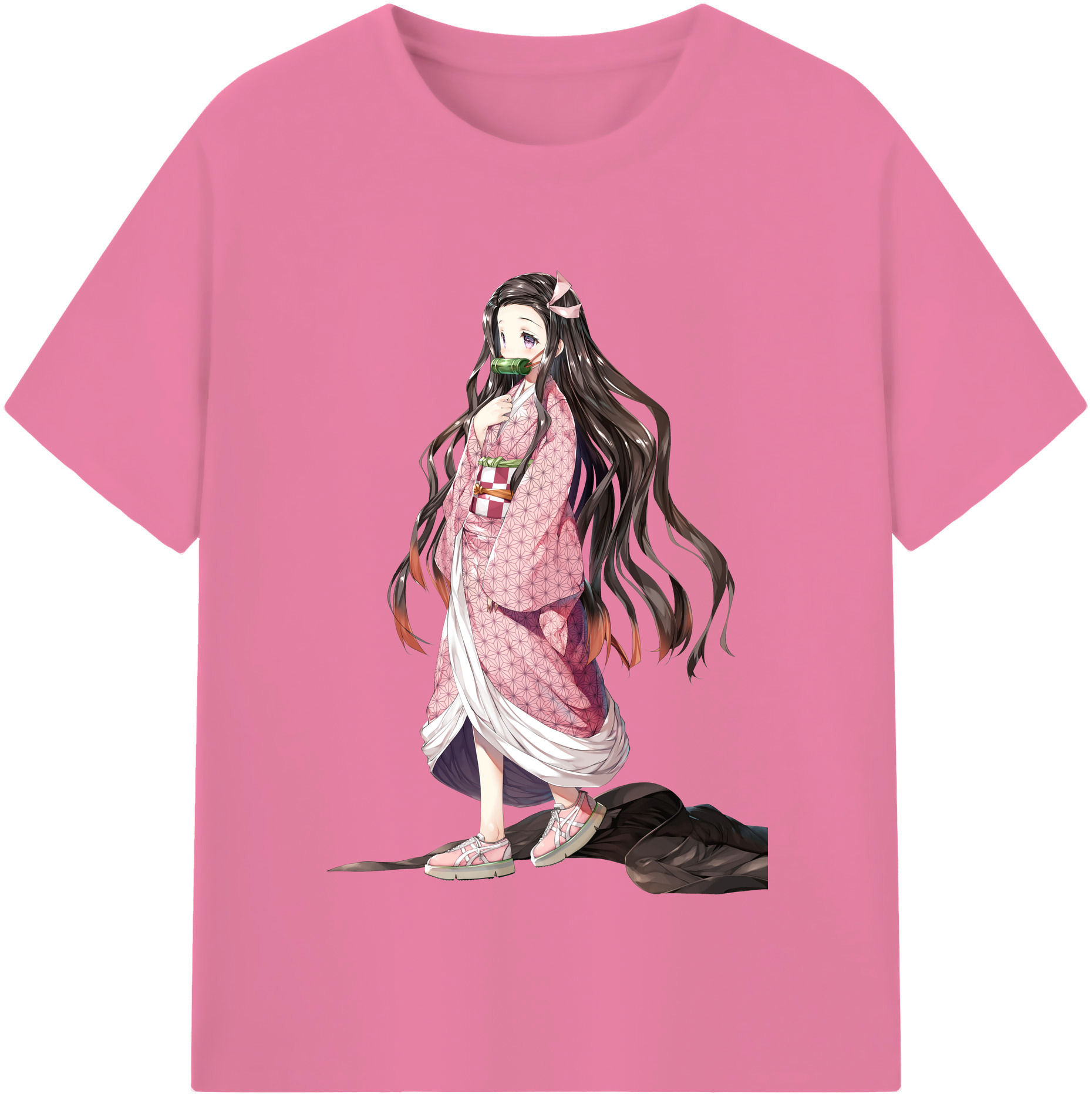 （画像用） 鬼滅の刃（きめつのやいば）竈門 禰󠄀豆子／かまど ねずこ Kamado Nezuko 綿100％半袖Tシャツ（フロントプリント）